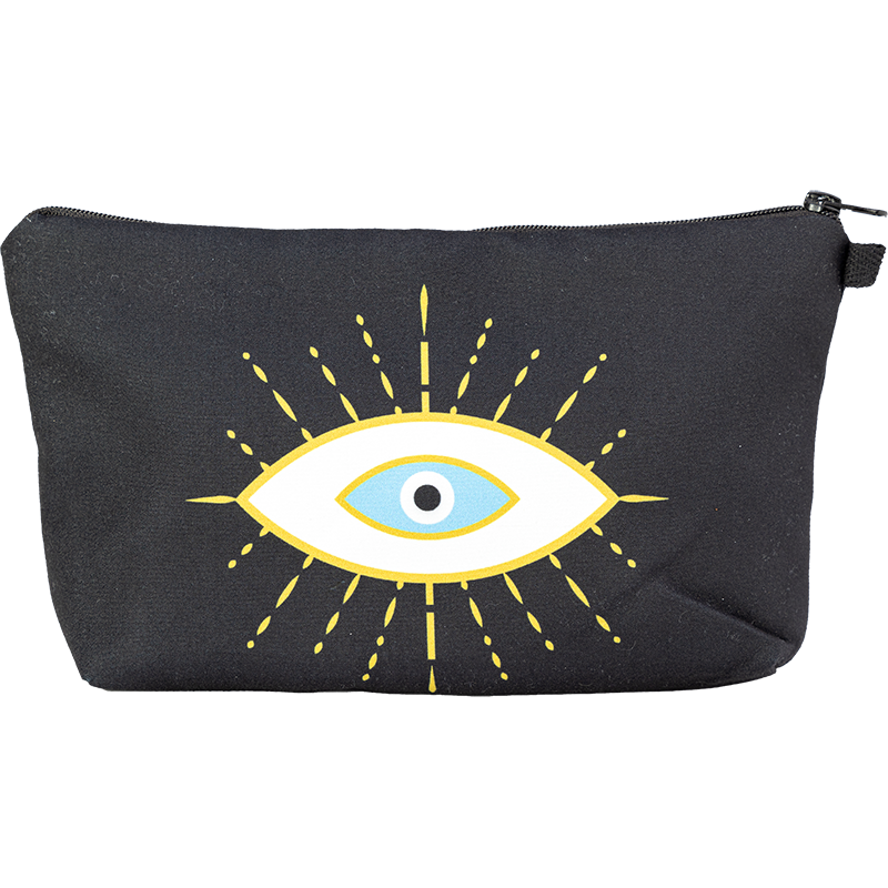 Black Cosmetic Bag White Evil Eye