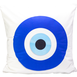 Evil Eye Cushion White and Blue