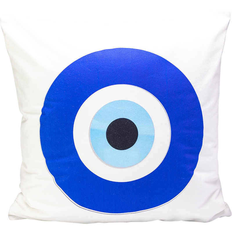 Evil Eye Cushion White and Blue