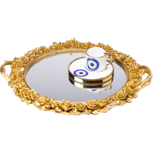 Round gold flower tray