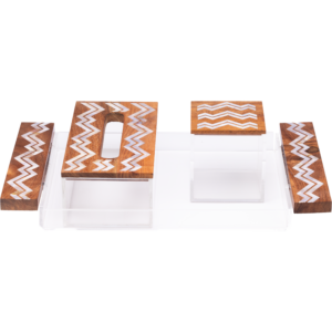 Mother of Pearl Tray Set, Tissue box ,and tea box